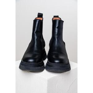 Ganni Black Chunky Creeper Boots